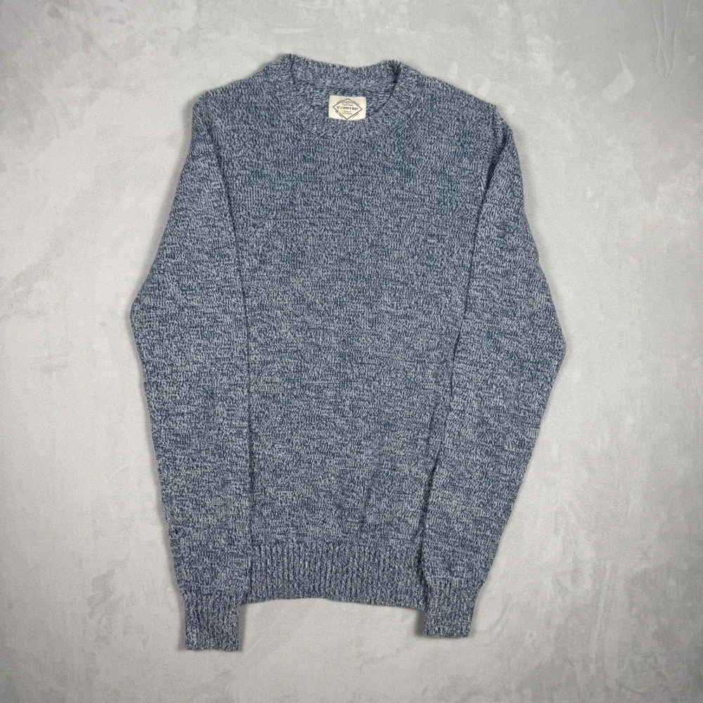 Y2K Womens St. Johns Bay Marled Cotton Crewneck Sweater Blue Small